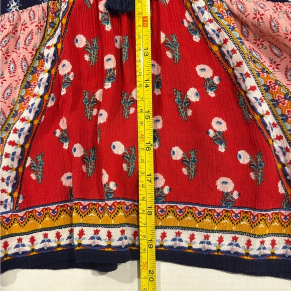 Patrons of Peace Bohemian Patchwork Sleeveless Double bow Tassel Top Women’s M - Picture 4 of 5